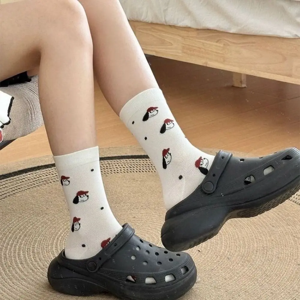 Dots Cartoon Dog Ankle Short Socks Cotton Female Hosiery Cartoon Cat Mid Tube Socks Lolita JK Ins Women's Summer Stripe Socks