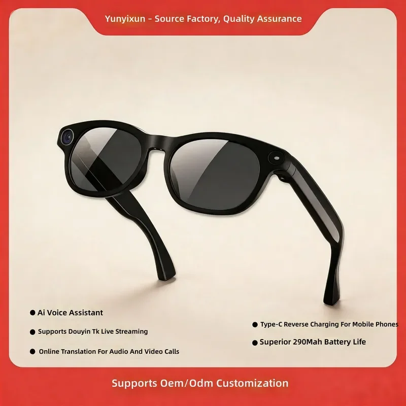 CY03ai Smart Glasses Real Time Translation Voice Control Video Recording Live Streaming Wearable Tech for Travel Business