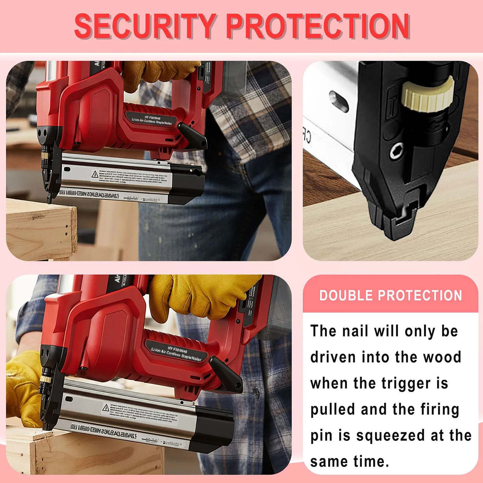 مسدس مسامير لاسلكي 2 بوصة 18 مقياس 2 في 1 قوة أمان براد بائع المسامير مع دبابيس أظافر للخشب DIY تأطير المنزل (بدون بطارية) #5