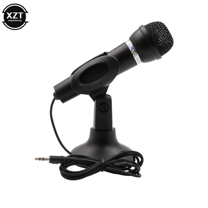 

KTV Handheld Microphone 3.5mm Professional Wire Mic Computer Notebook Desktop Mic With Base For Karaoke Singing Recording