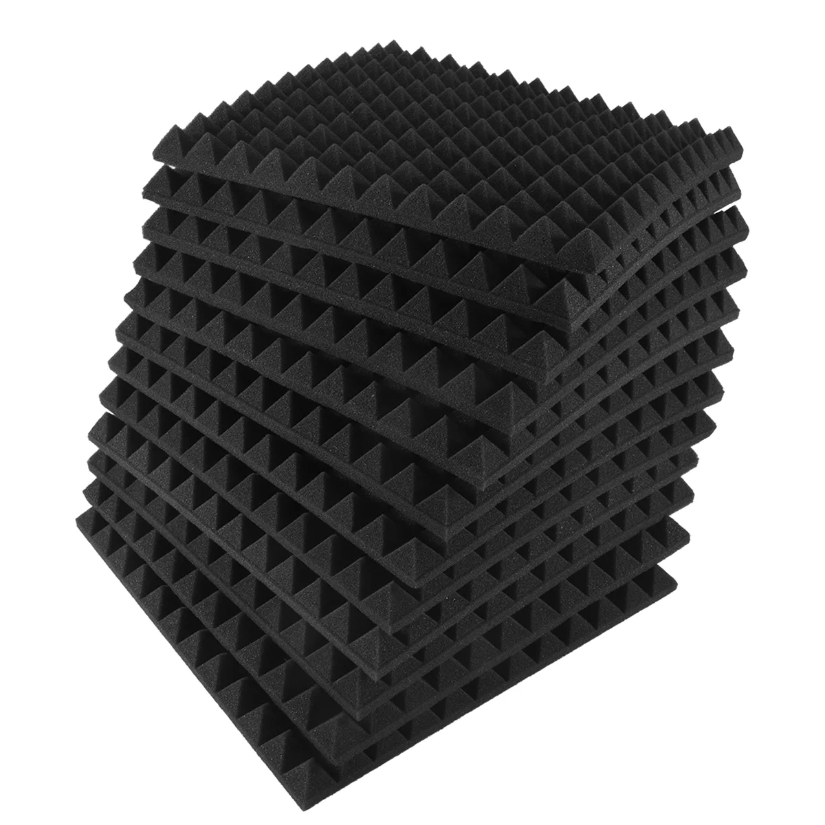 12 Pack Pyramid Shape Soundproof Foam Sound Proof Padding Treatment Panel for Echo Bass Insulation