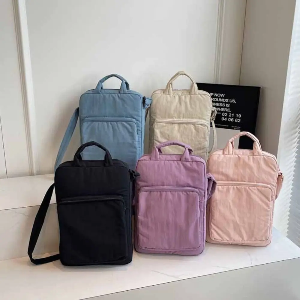 

Large Capacity Nylon Laptop Bag Solid Color Crossbody Bag Office Document Tote Bag Handbag Shoulder Bag Zipper Computer Bag
