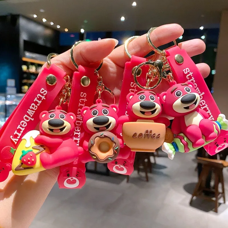 

Cartoon Toy Story Strawberry Bear Keychain Cute Fashion Exquisite Car Keychain Couple Schoolbag Doll Pendant Keychain