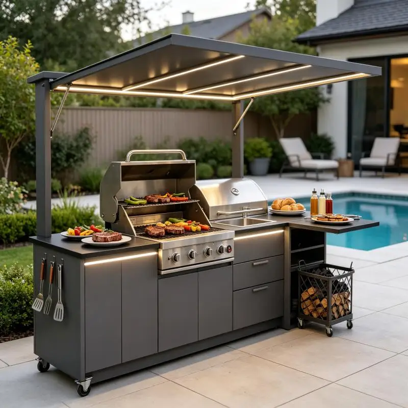 Outdoor Kitchen Modular Outdoor Cooking Island With Built In Grill Fridge And Sink Custom Size Available