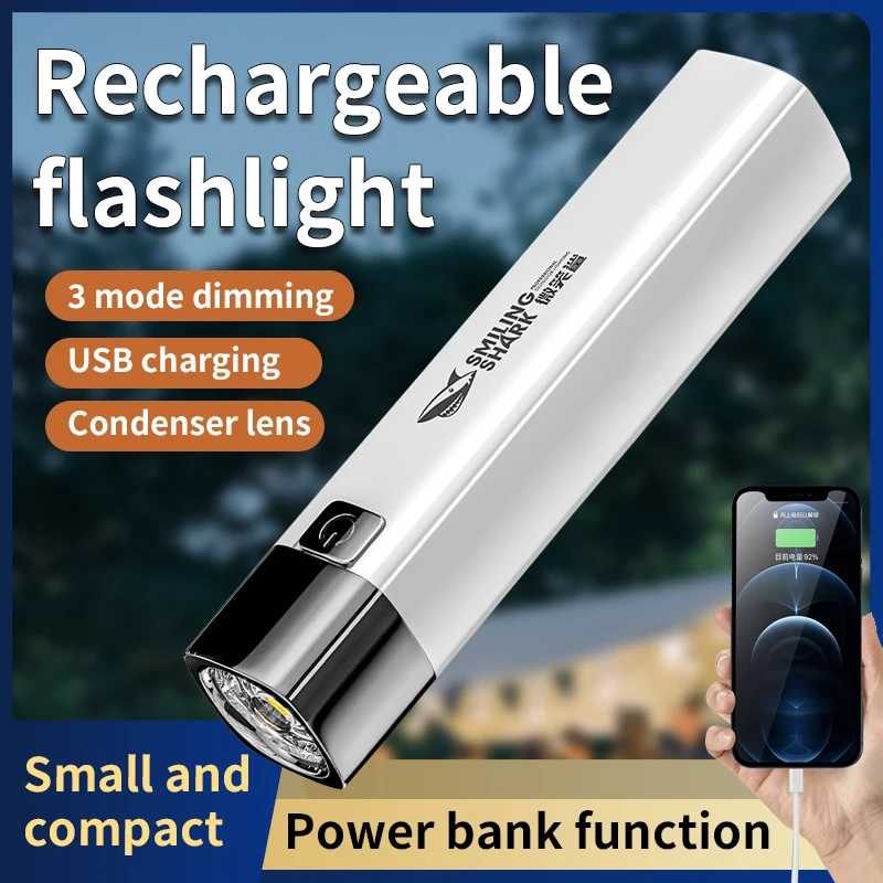 Abs Plastic Led Oplaadbare Mini Handheld Multifunctionele Ultra Heldere Buitenverlichting Zaklamp