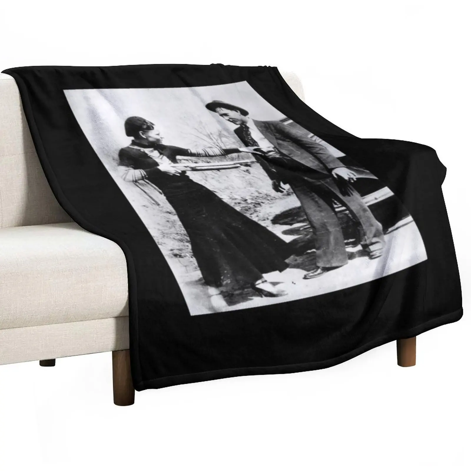 

New Bonnie & Clyde With Rifle Throw Blanket Fluffy Shaggy Fluffys Large Luxury St Blankets