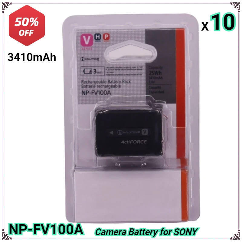 New NP-FV100A NPFV100A 3410mAh Camera Battery for SONY NX80 Z90 AX45A AXP55 CX900 CX610E CX450 CX680 PXW-X70 FDR-AX33 FDR-AX40