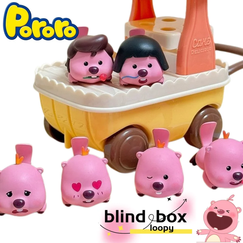 

New Pororo Loopy Anime Cartoon Mini Lying Pose Figurine Blind Box, Cute Personalized Model Decoration Figurine Surprise Gift Box