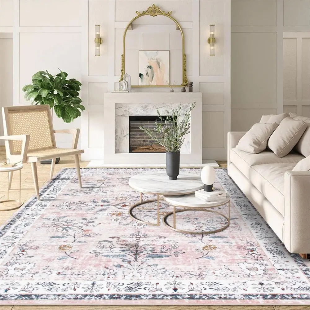 

VIKAMA Vintage Persian Large Carpet Living Room End Table Mat Ethnic Style Study Bedroom Decorated Home Crystal Velvet Carpet