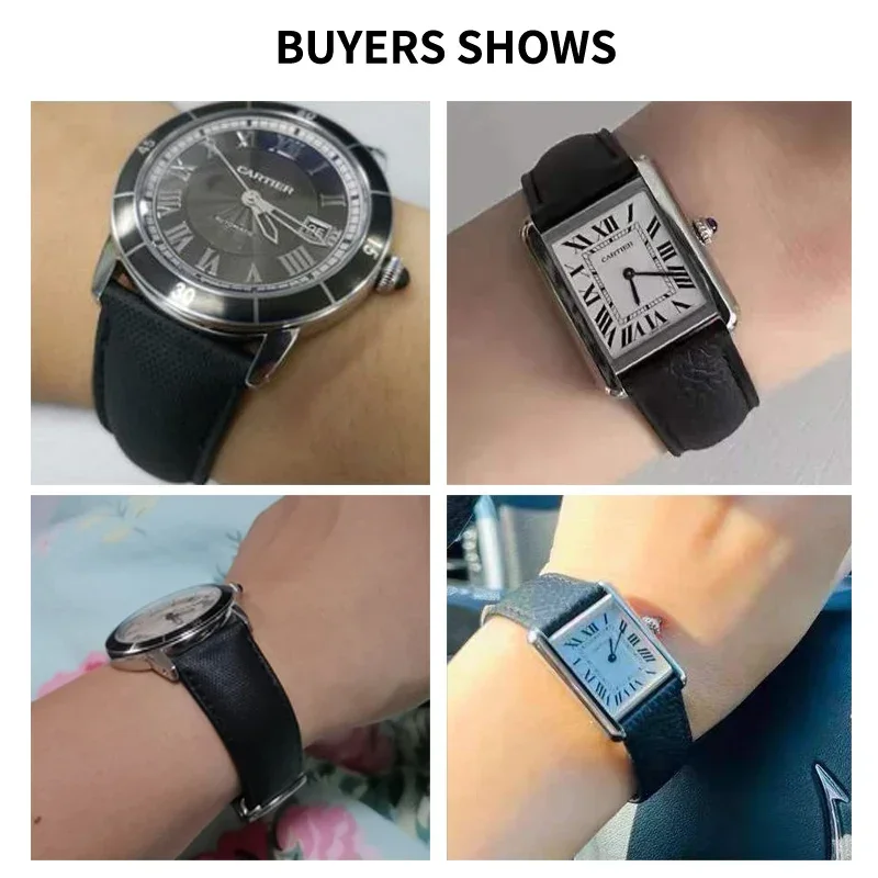 Universal Flat Interface Canvas Watch Strap for Cartier Tank Black Bay London Series 18 20mm Folding Buckle Nylon Watchband view 3