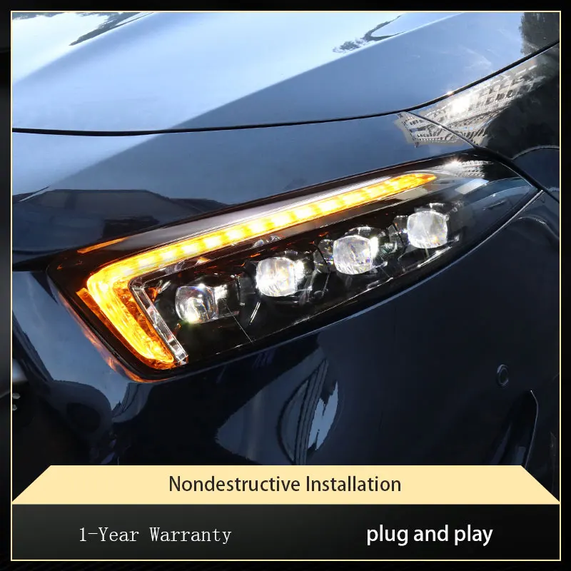 

Стайлинг автомобиля для Benz A180 A200 W177 2018-2023, обновление фар, DRL, линза проектора, сигнальная динамическая лампа, аксессуары для инструментов