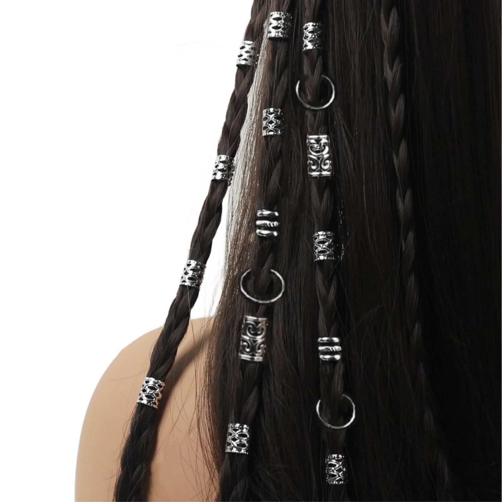 80PCS/Set Vintage Hollow Hair Rings Alloy Hair Cuff Hair Pins Loops Hair Accessories Loc Hair Jewelry for Braids image 5