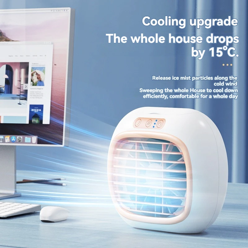 Air conditioning fan, air cooler, household silent mobile refrigeration, small air conditioner, bedroom desktop humidification,