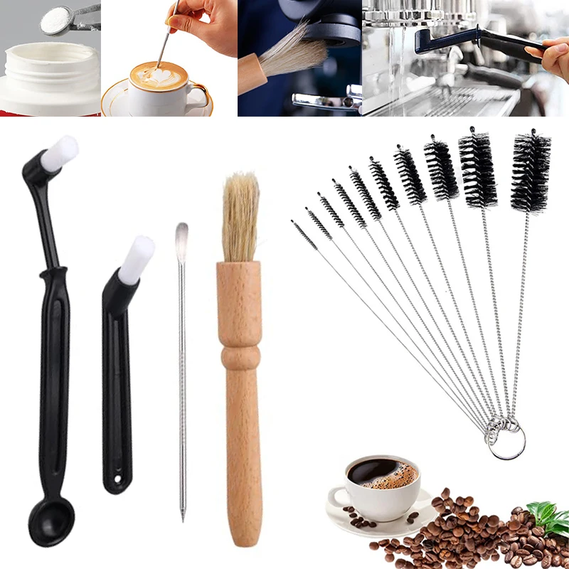 New 3/4/5/14Pcs Coffee Machine Cleaning Set Coffee Grinder Brush For Espresso Coffee Machine Brewing Group Head Cleaning Brush