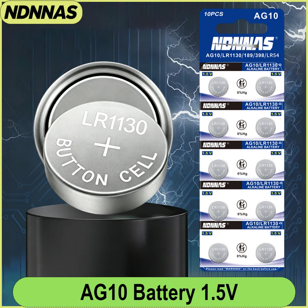 5-200Pcs AG10 Alkaline Battery High Quality LR1130 LR54 L1131 389A D189 SR1130 1.55V Button Cell for Watch Toy Calculator Laser