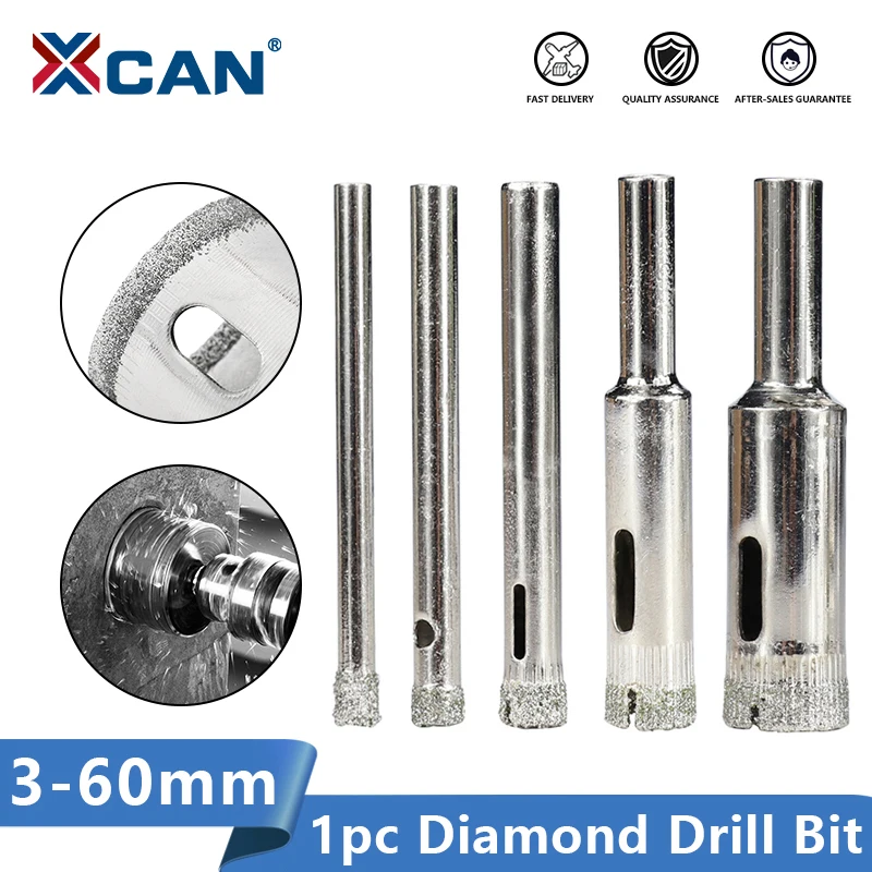 XCAN Diamond Coated Drill Bit 3-60mm Diamond Core Bit for Tile Marble Glass Ceramic Hole Saw Drill