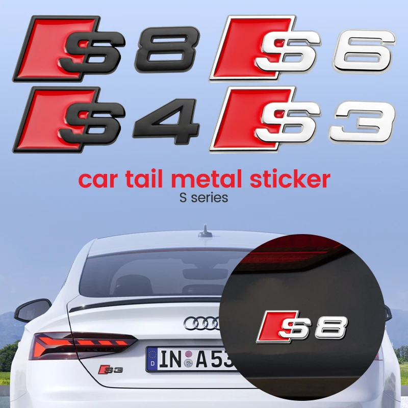 Metal Trunk Logo S LOGO Sport Retrofit Label Automotive Accessories For Audi A3 A4 A5 A6 A7 A8 Q3 Q5 Q7 S3 S4 S5 Car Accessories