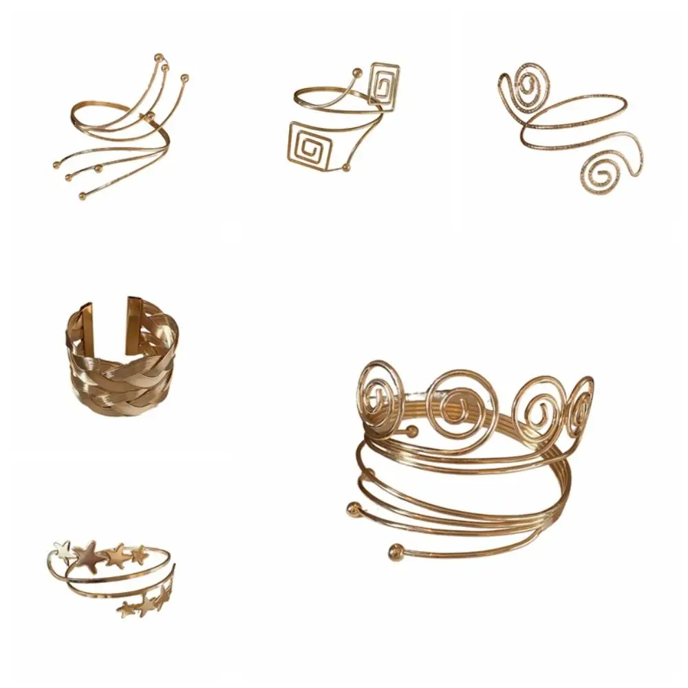 조절 가능한 별 팔찌 팔 체인 라인 직조 암렛 오픈 커프 팔찌 합금 여성 쥬얼리 원형 상완 팔찌 소녀용