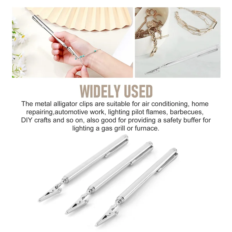 AEE6-6Pcs Telescoping Alligator Clip Telescopic Alligator Clamp With Pen Clip Extendable Joint Clamp For Mechanics Automobile