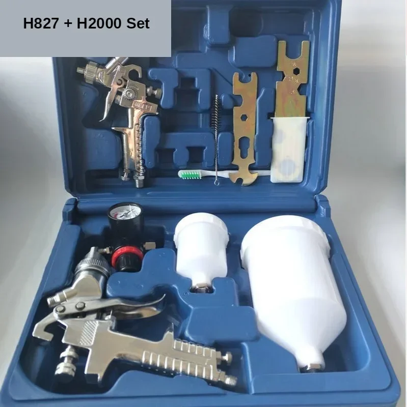1PC Gravity Pneumatic Paint Spray Gun Tool Furniture Car Spray Gun Large Caliber Gun Plastic Suit 2 Piece Set