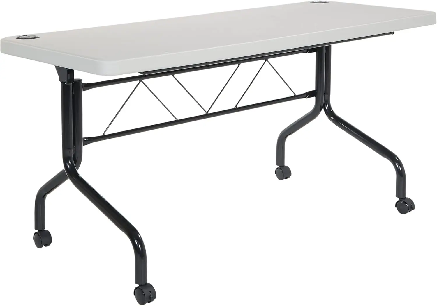 Office Star Resin Multipurpose Flip Training Table With Locasters For Home Or Office Use, 5 Feet Light Gray