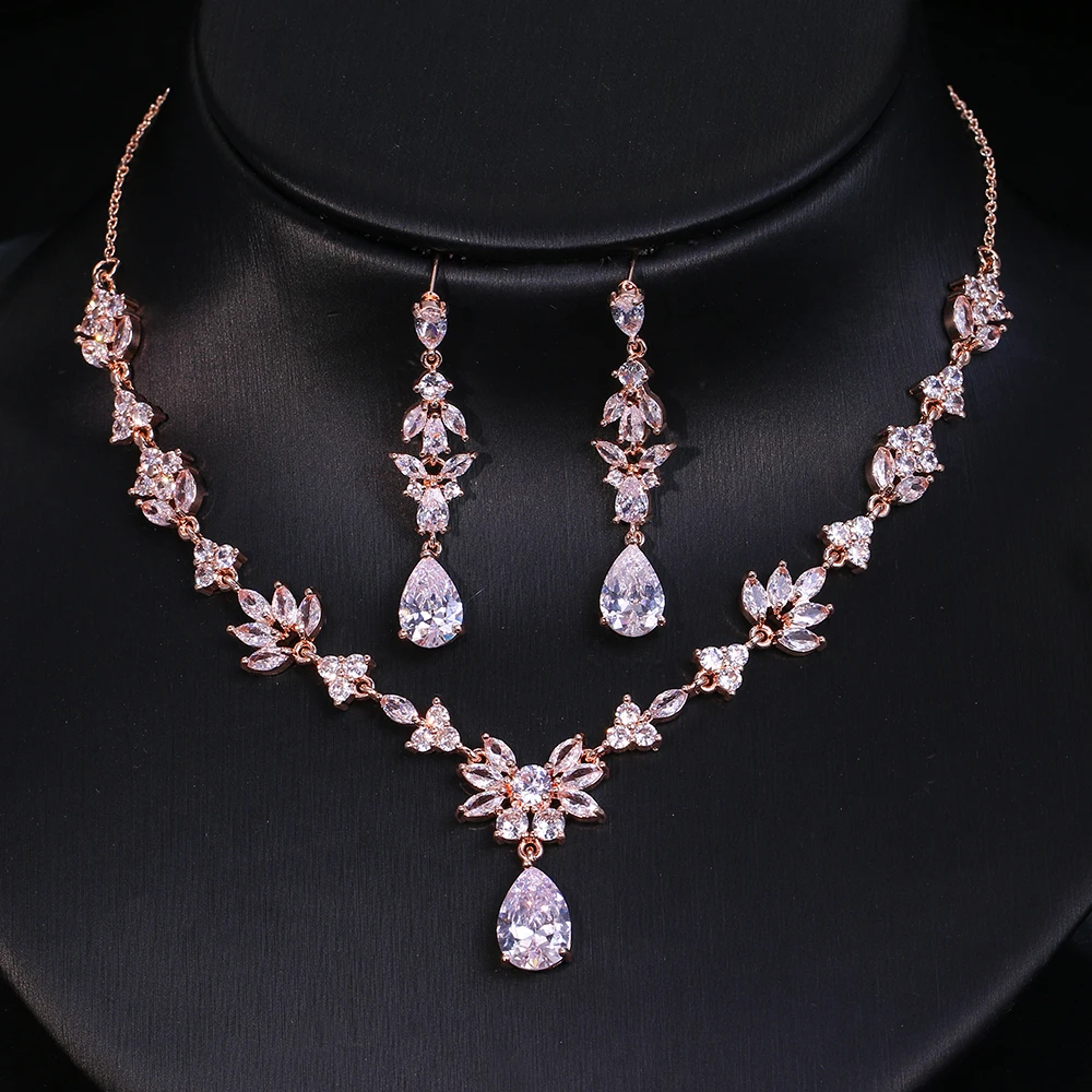 Emmaya Fashion Statement Wedding Party Classical Waterdrop Shape Delicate Jewelry Set For Women&Girls Fascinating CZ Fancy Gift