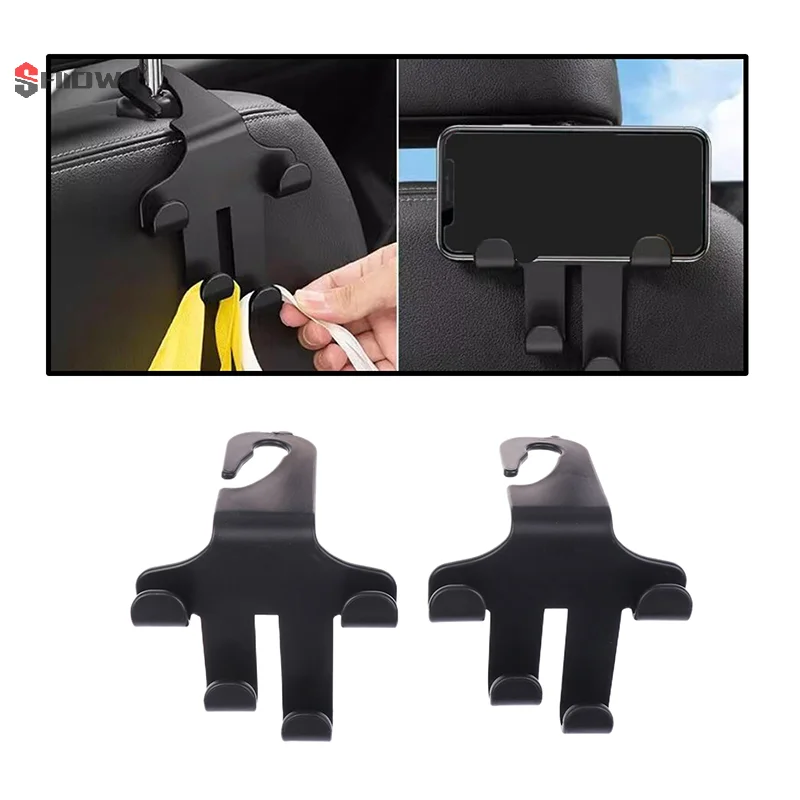 1/4Pcs Car Seat Headrest Hook Hanger Backseats Bag Coat Storage Organizer With Phone Holder Auto Interior Vehicle Accessories