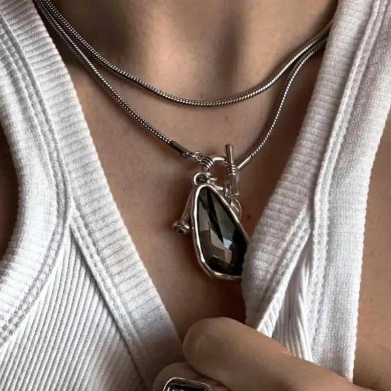 قلادة طويلة الإناث الشتاء سترة سلسلة غير النظامية كريستال قلادة جالبة للحظ المختنق قلادة للنساء هدايا أنيقة #3