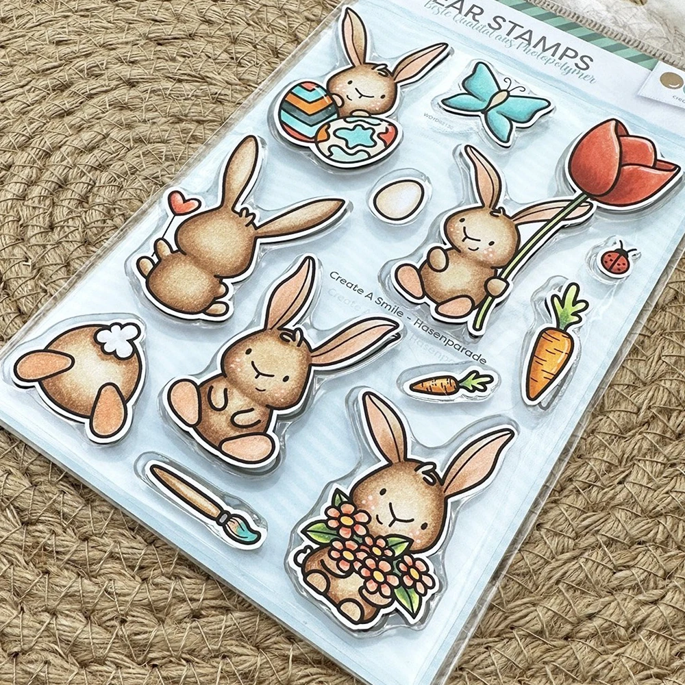 

2024 New Easter Bunny Transparent Silicone Rubber Stamp/for DIY Scrapbooking Card /photo album Decorative clear stamp