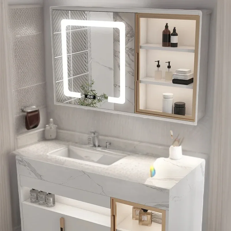 Mirrors Double Washbasin Cabinet Drawer Bathroom Multipurpose Wc Luxury Open Cabinets Filing Locker meuble de salle de bain