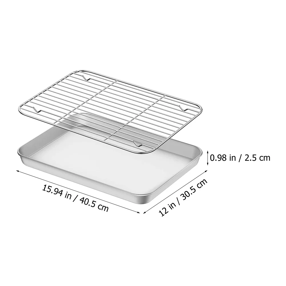 

1 Set Of Tray Set Stainless Steel Multi-Function Kitchen Camping Baking Pan With Cooling Rack Reusable Baking Supply Household