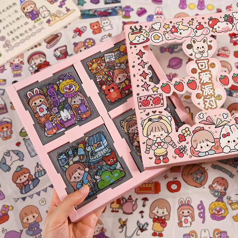 40Pcs PET Pattern Cartoon Scrapbooking Cute Sticker DIY Handbook Kawaii Stickers Decoration Stationery Supplies