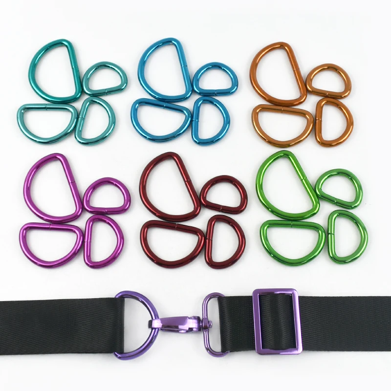 

20/25/32/38mm 5/10Pcs Colored D Ring Metal Buckles Bag Ring Pet Collar Connector Clasp Keychain Hook Buckle Hardware Accessories