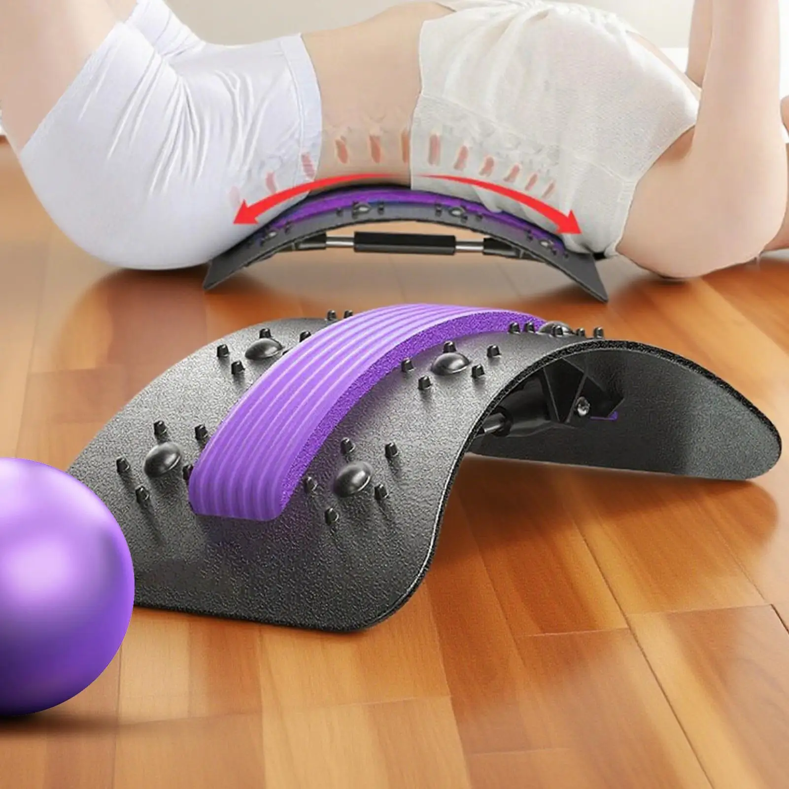 

Lower Back Stretcher Adjustable Upper Lumbar Back Cracker Stretching Board Ergonomic Corrector For Fitness Meditation Chair