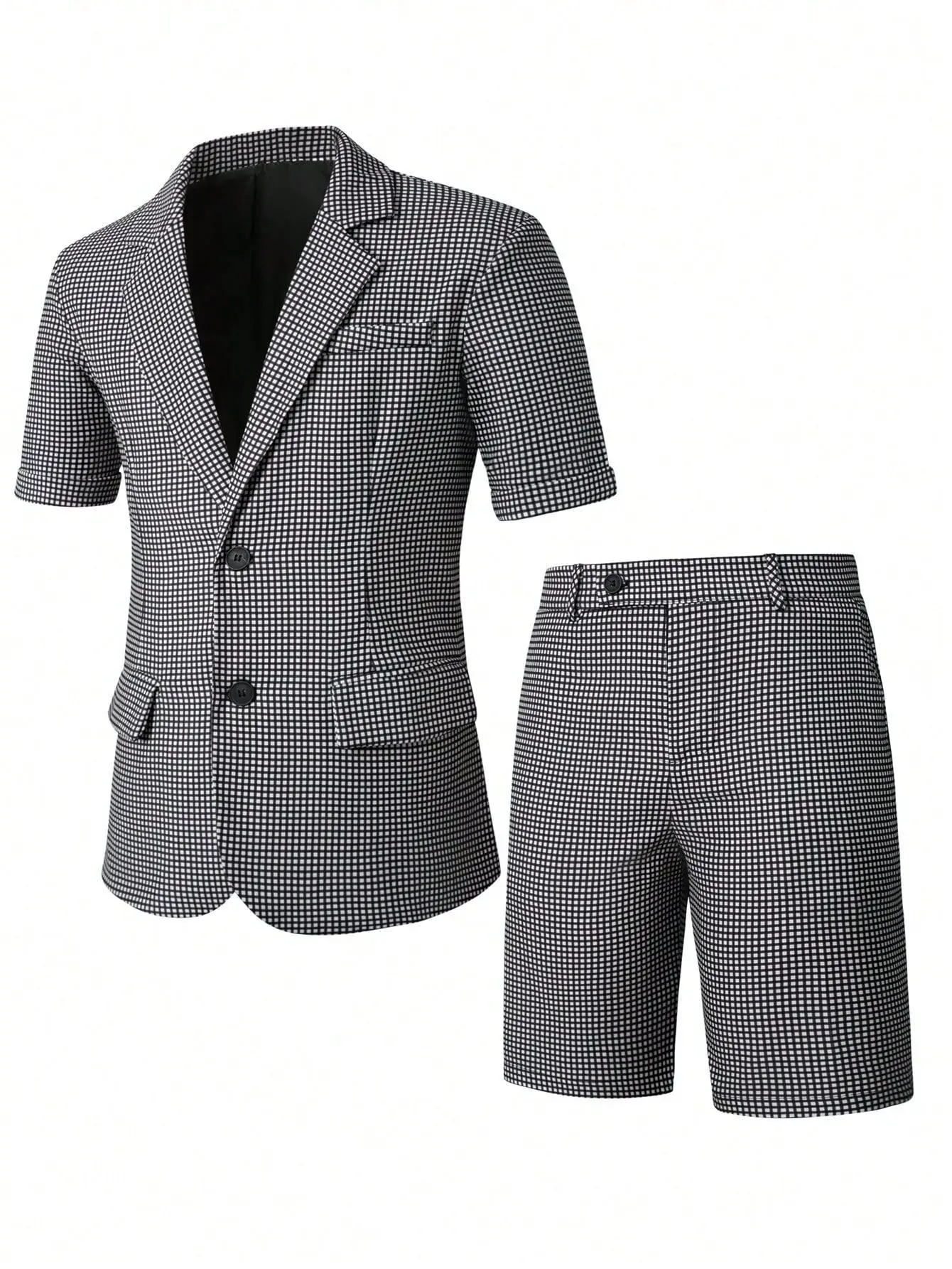 New Men's Suit British Style Plaid Blazer & Trousers Set Modern Slim Fit Check Suit Summer Business Party 2-Piece Outfits Sets