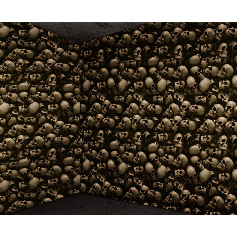 Toalha de mesa retangular de Halloween, 3 peças, tema de esqueleto de cemitério, 54x108 polegadas, superfície lisa à prova d'água, catacombas, sinal de caveira bac