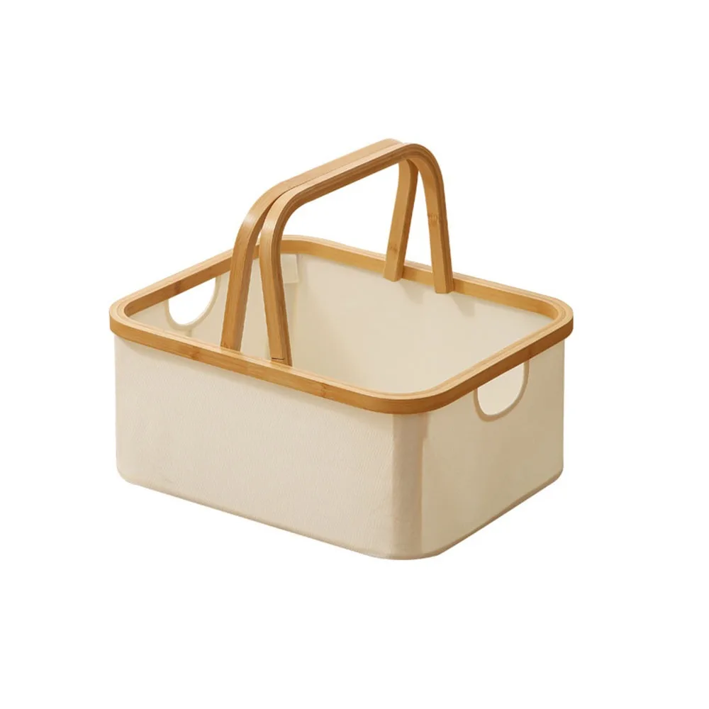 

Bamboo Handle Laundry Storage Basket Oxford Cloth Space Saving Closet Organizer Convenient Multi-purpose Dirty Clothes Container
