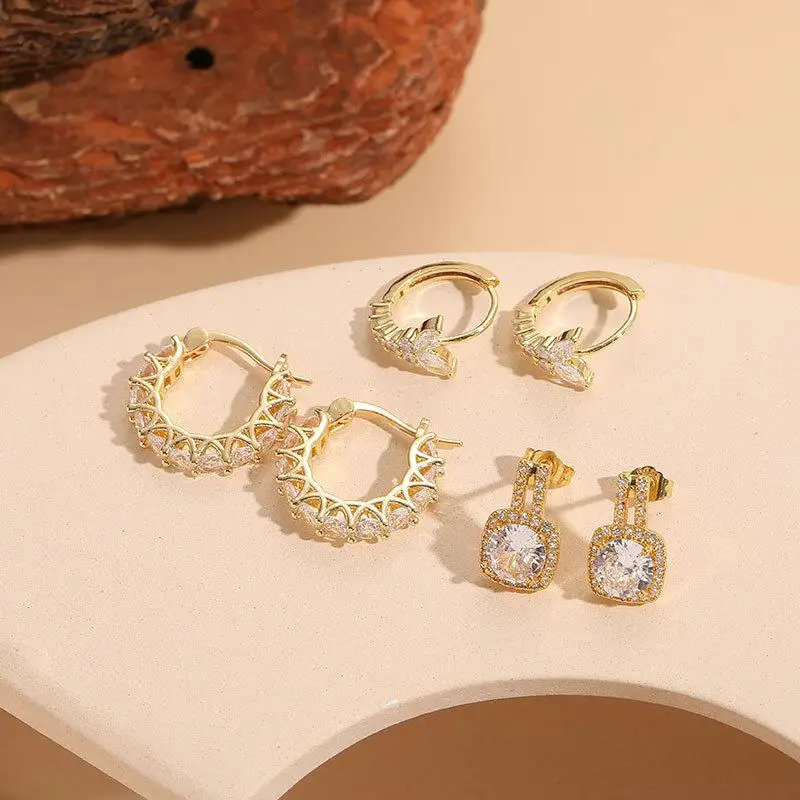 UILZ Classic America U Shape Earrings For Women Girls High Quality Shiny Zircon Ear Accessory Occident Style Jewelry Gifts image 5