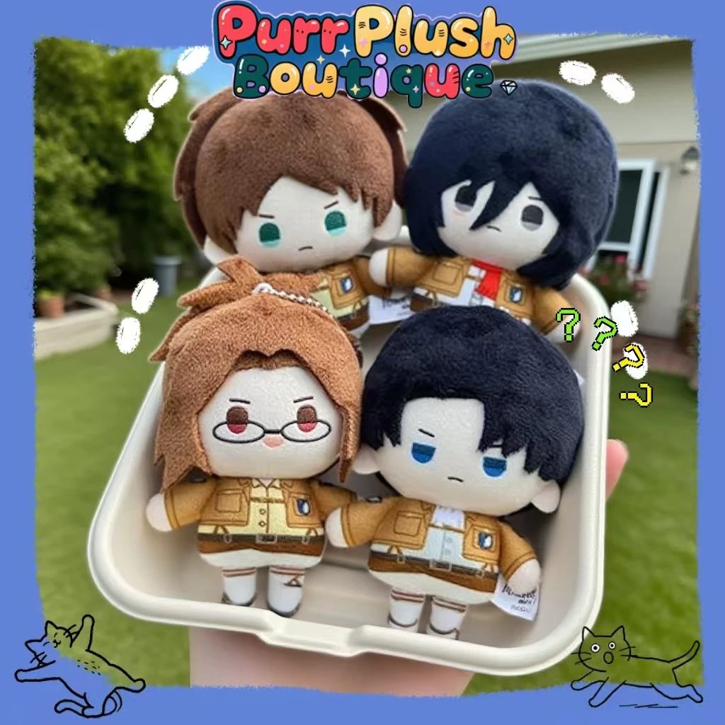 Attack On Titan Anime 10cm Plush Dolls Levi Ackerman Eren Jaeger Mikasa Ackerman Anime Figure Doll Plush Pendant Key Chain Decor