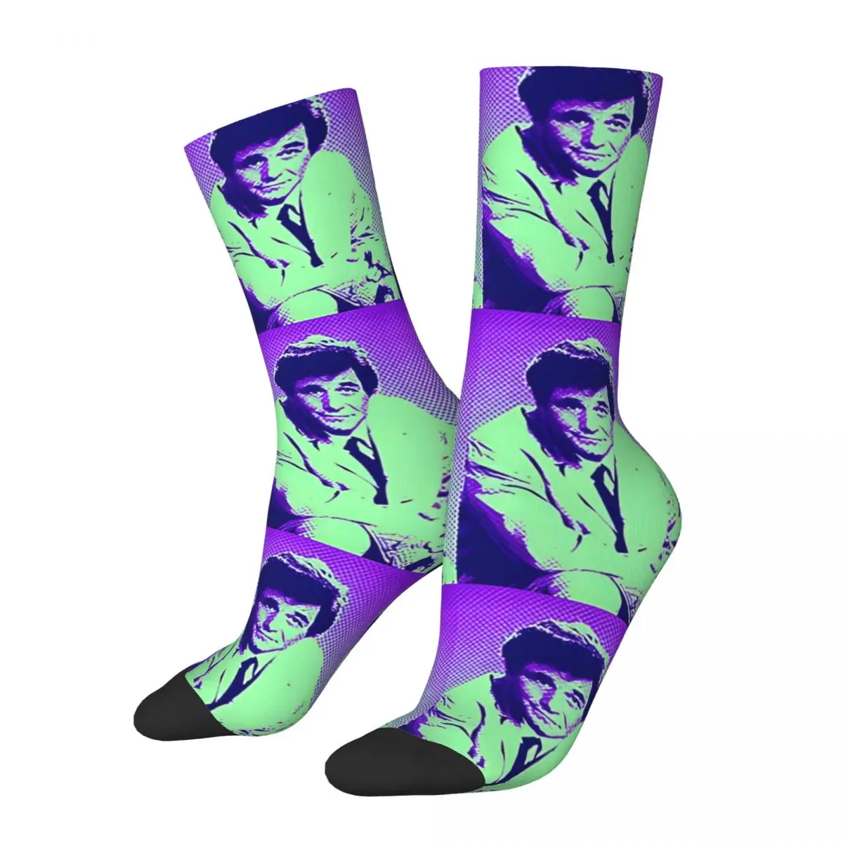 Funny Happy Men's compression Socks Detect Various Cases Retro Harajuku Columbo Hip Hop Novelty Casual Crew Crazy Sock Gift