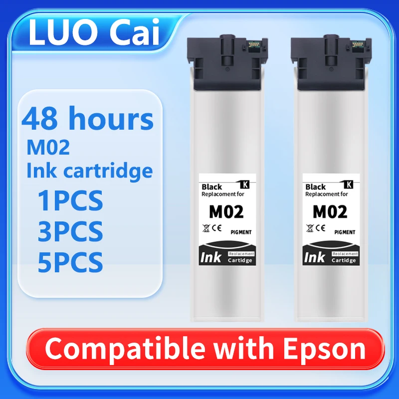1PCS 3PCS 5PCS North America 100ml M02 MO2 Ink Bag Compatible for Epson WF-M5299 Ink Cartridge WF-M5799 Printer Ink Cartridge