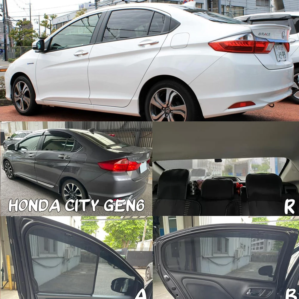 Dla Hondy City Grace Sedan 2014-2020 Magnetyczna osłona przeciwsłoneczna do samochodu Zasłona przedniej szyby Tylna boczna osłona przeciwsłoneczna do samochodu