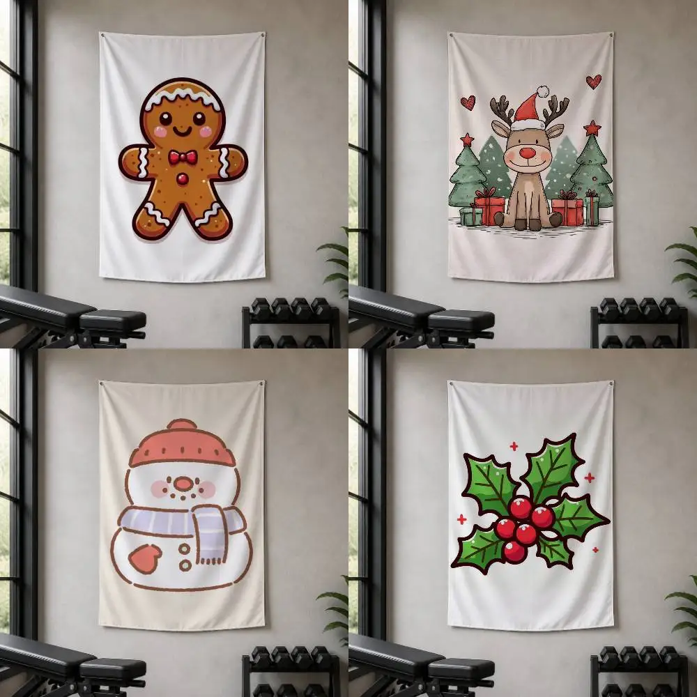 Christmas Decorative Hanging Flag with Grommets for Garage Bedroom Dorm Wall Decor