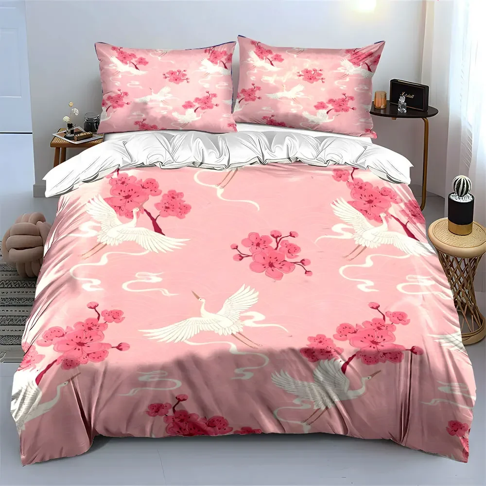 

Crane Blossom Decorative Set Soft Comfortable Duvet Cover Bedding Set Included 1*Duvet Cover & 2*Pillowcases, gift