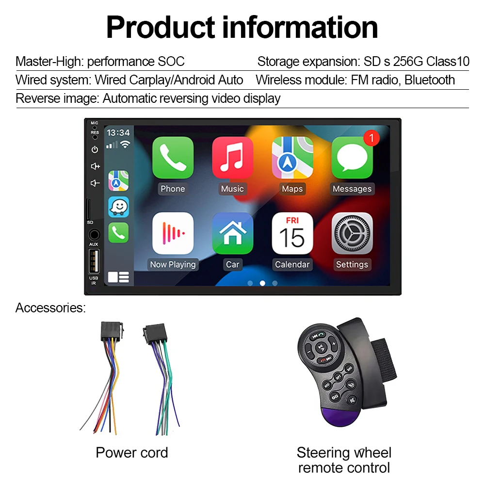 CAIXI 1 Din راديو السيارة Carplay Android Auto GPS صوت السيارة 1DIN HD 7 ''IPS مشغل وسائط متعددة للسيارات Universal Autoradio