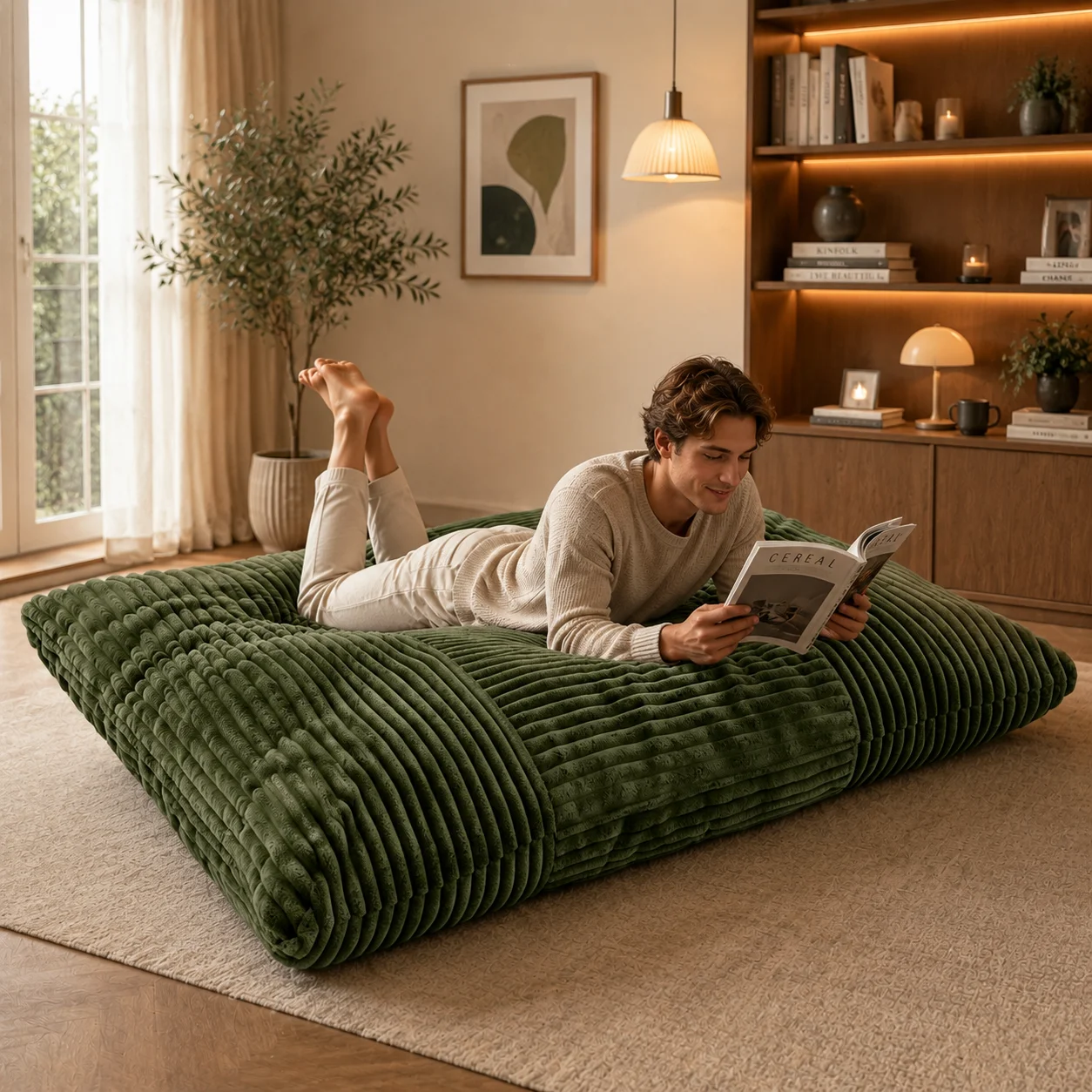 Giant Convertible Bean Bag Chair & Mat with Machine-Washable Cover – Suitable for Adults, Living Rooms, Bedrooms & Studies