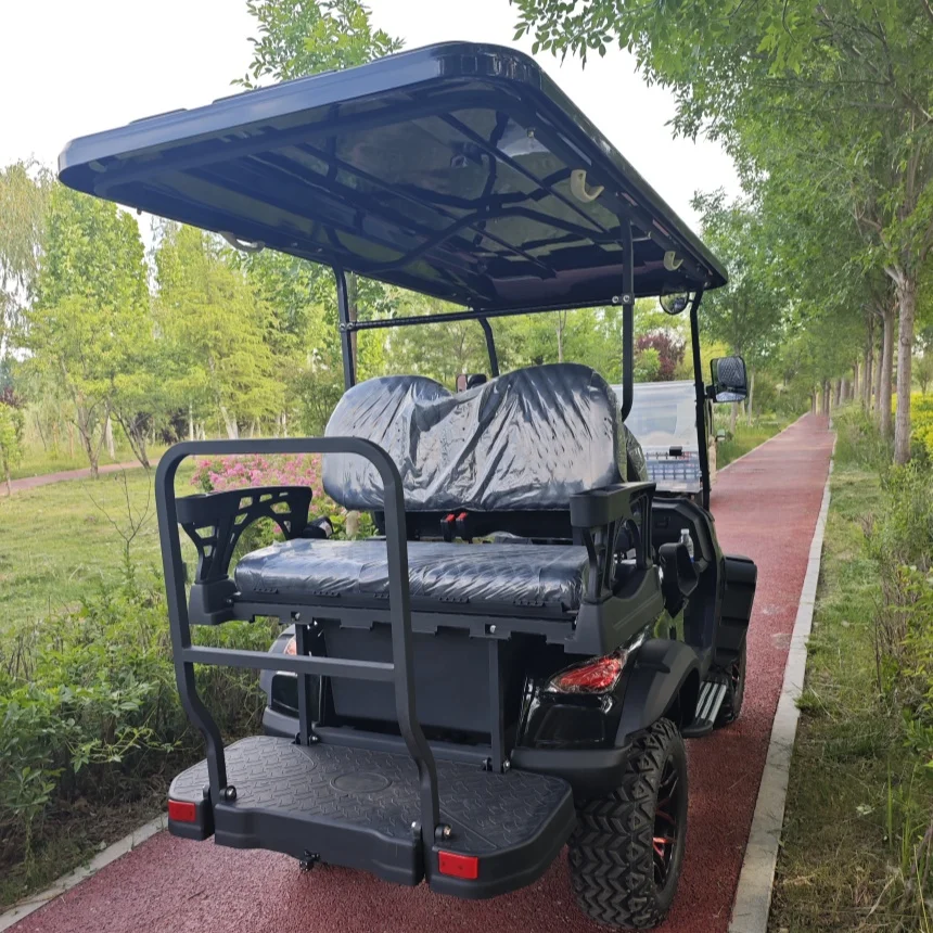 

4-колесная электрическая тележка для гольфа для взрослых, 60 В, 72 В, литиевая батарея, тележка для гольфа с крышей, окружающий свет, педаль, дневные ходовые огни