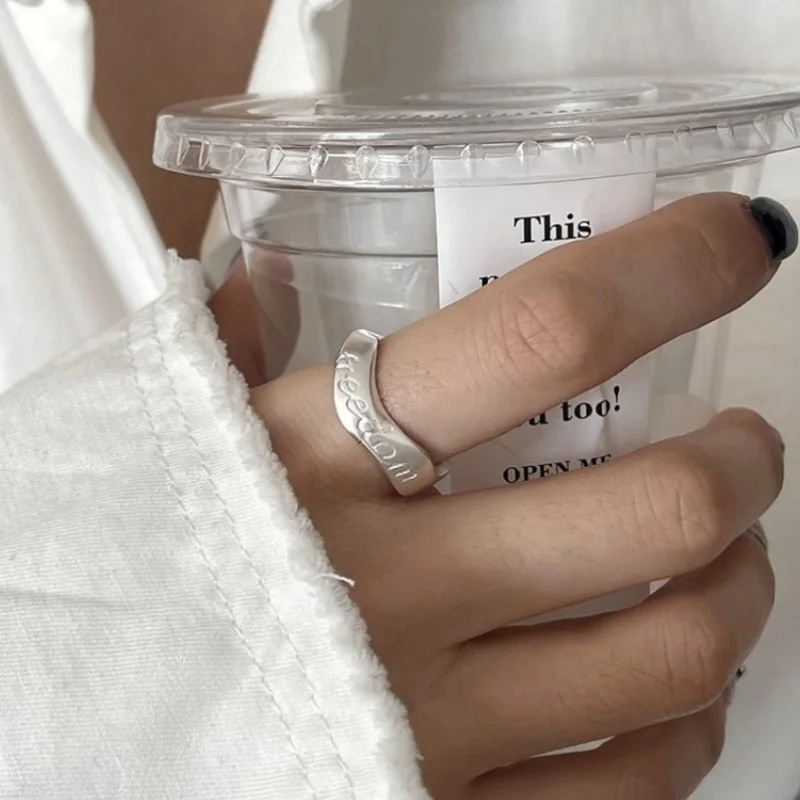 حلقة افتتاحية هندسية غير منتظمة ذات ملمس سميك مناسبة لحفلات النساء الساحرة العصرية وإكسسوارات طبقات المجوهرات #4