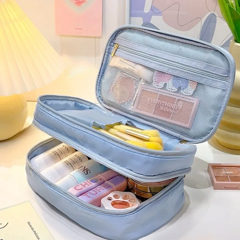 Borsa cosmetica portatile da donna borsa da viaggio di grande capacità borsa da viaggio tridimensionale con cerniera Make Up custodie per articoli