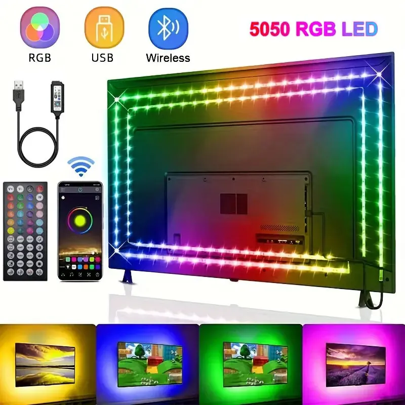 Usb Led قطاع 5 فولت 5050 الذكية مصباح ليد لغرفة الحائط بلوتوث واي فاي اليكسا 15 20 متر Rgb الشريط إضاءة خلفية للتلفاز Led الشريط الفرقة Luces